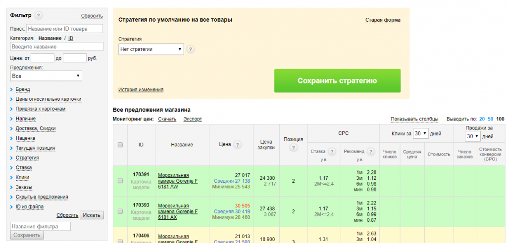 Как настроить PriceLabs на Яндекс.Маркете. Выбор стратегии и ставки